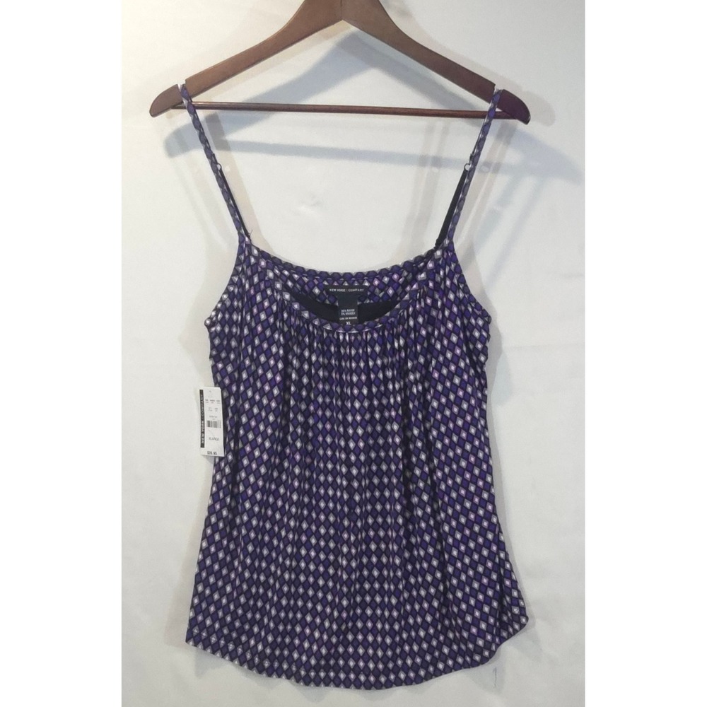New York & Company Purple Diamond Geometric Cami Top XL NWT Sleeveless Blouse